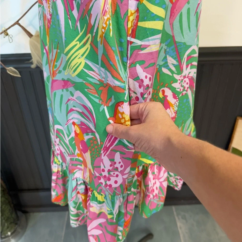 Michelle McDowell In The Trees Colorful Tropical Mini Dress ~ Size Medium 🧡🍄 - Picture 5 of 10